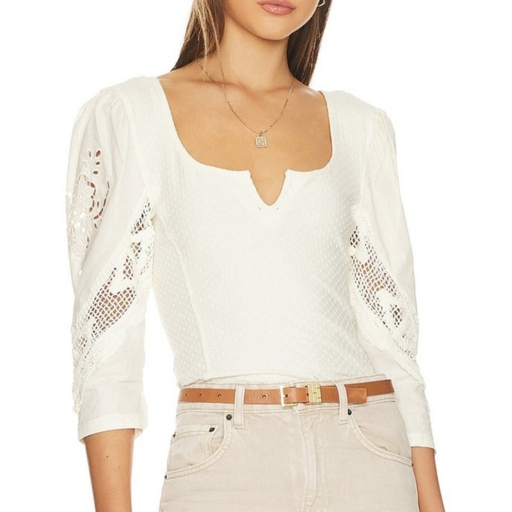 Free people 3/4 medium puff sleeve top